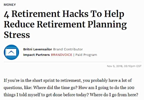 '4 Retirement Hacks To Help Reduce Retirement Planning Stress, Britni Levensailor' - www.forbes.com
